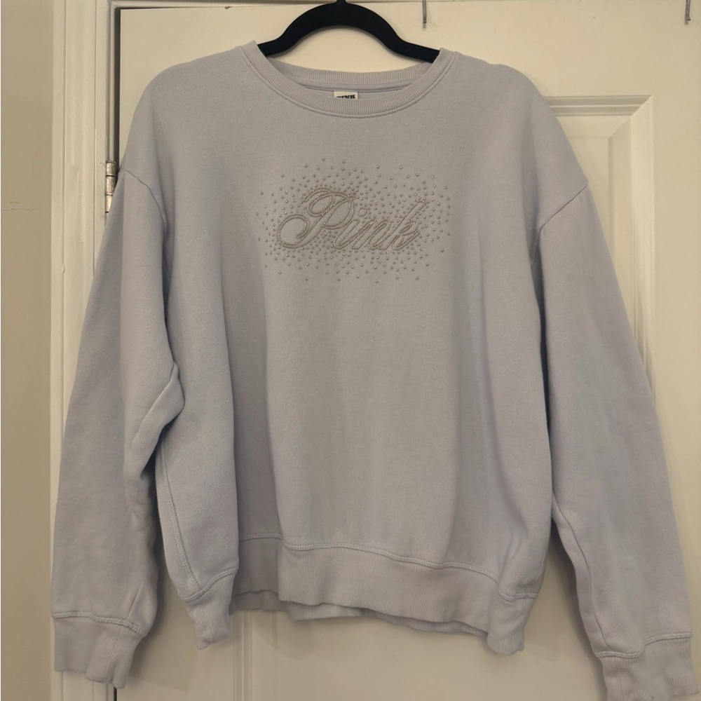 PINK Victoria's Secret Pastel Lavender Crewneck Sweatshirt with Rhinestone Logo